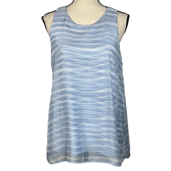 Vince Camuto Medium Top Sleeveless Lined Striped Hi-Low Round Neck Stretch Blue - Picture 1 of 9